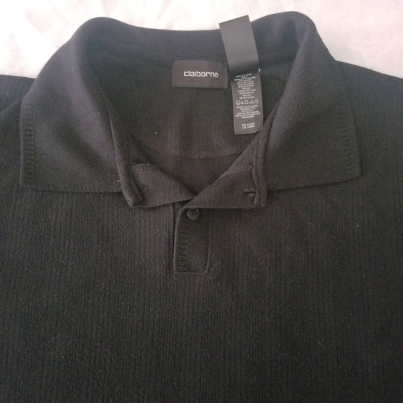 Men's Clairborne Black Polo Shirt Large - Picture 5 of 8